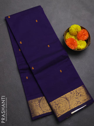 Chettinad cotton saree violet with thread woven buttas and zari woven border
