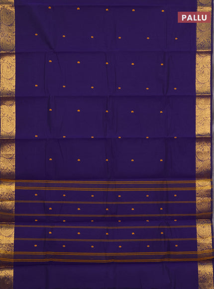 Chettinad cotton saree violet with thread woven buttas and zari woven border