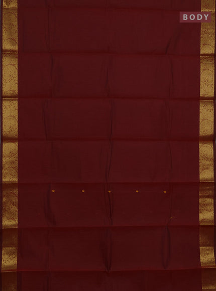Chettinad cotton saree maroon with thread woven buttas and zari woven border