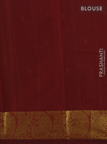 Chettinad cotton saree maroon with thread woven buttas and zari woven border
