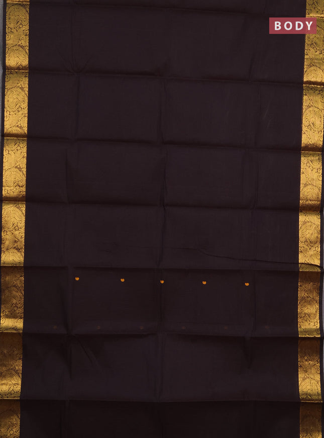 Chettinad cotton saree coffee brown with thread woven buttas and zari woven border