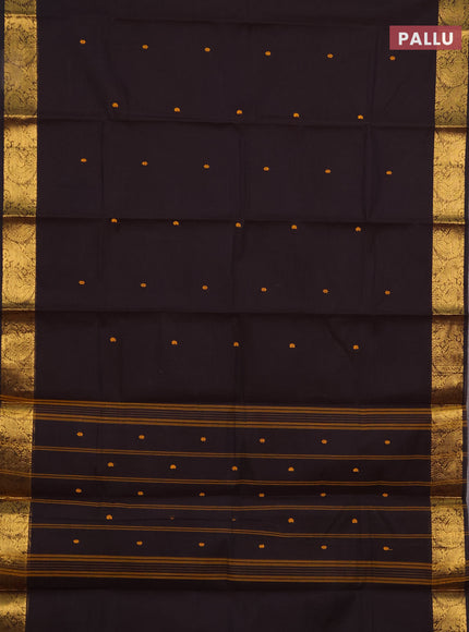 Chettinad cotton saree coffee brown with thread woven buttas and zari woven border