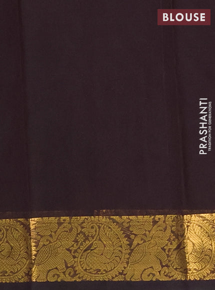 Chettinad cotton saree coffee brown with thread woven buttas and zari woven border