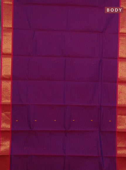 Chettinad cotton saree purple and pink with thread woven buttas and zari woven border