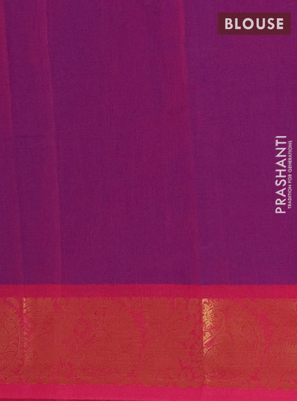 Chettinad cotton saree purple and pink with thread woven buttas and zari woven border