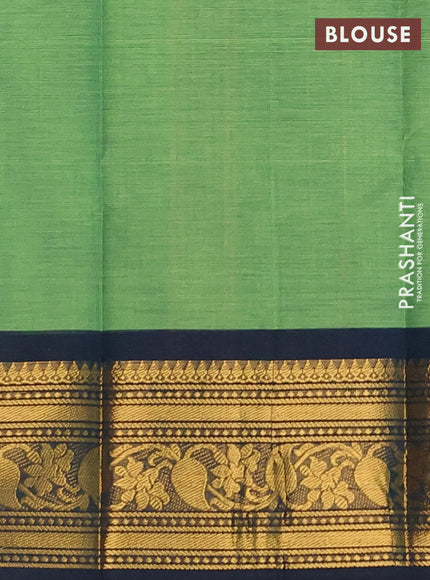 Chettinad cotton saree light green and peacock green with thread woven buttas and zari woven border