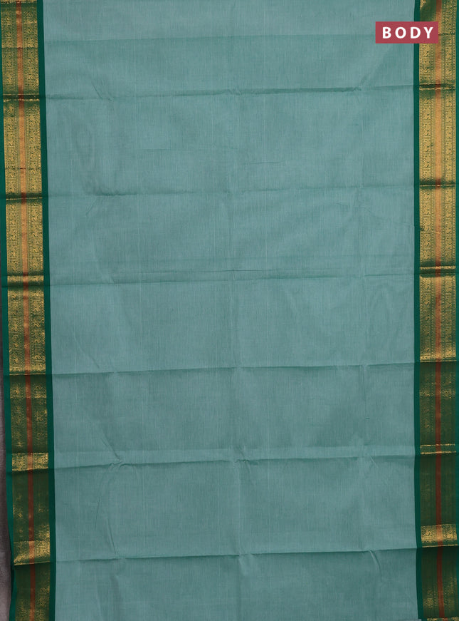Chettinad cotton saree light green and green with plain body and zari woven border