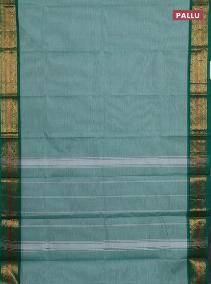 Chettinad cotton saree light green and green with plain body and zari woven border