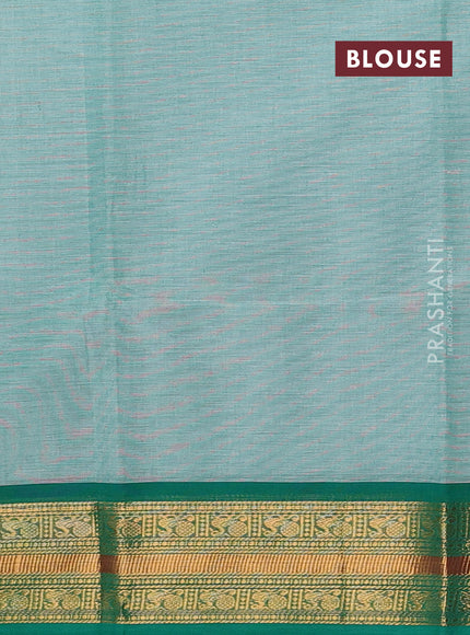 Chettinad cotton saree light green and green with plain body and zari woven border