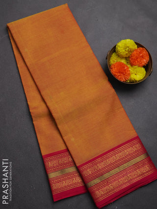Chettinad cotton saree dual shade od yellow and pink with zari woven buttas and zari woven border