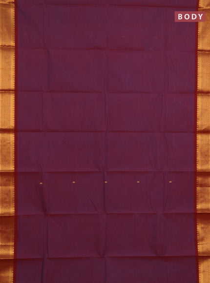 Chettinad cotton saree purple and maroon with thread woven buttas and zari woven border