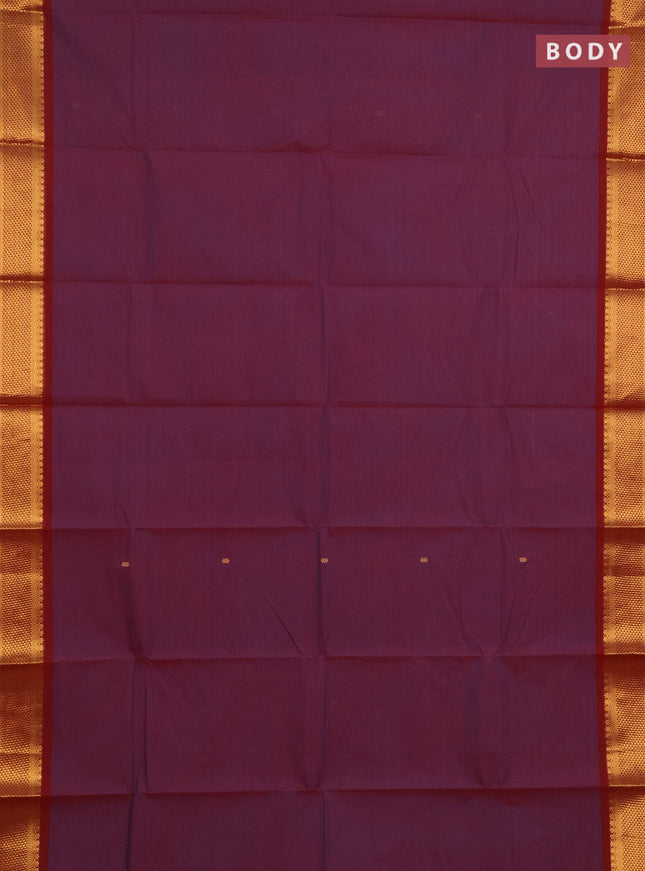 Chettinad cotton saree purple and maroon with thread woven buttas and zari woven border