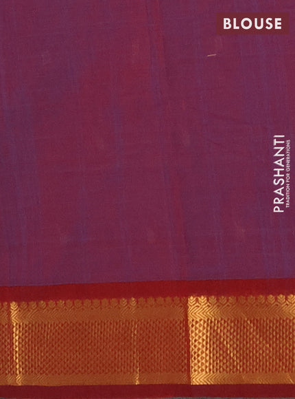 Chettinad cotton saree purple and maroon with thread woven buttas and zari woven border