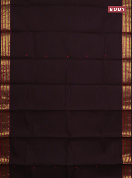 Chettinad cotton saree coffee brown with thread woven buttas and zari woven border