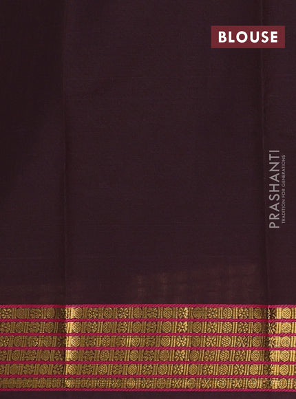 Chettinad cotton saree coffee brown with thread woven buttas and zari woven border