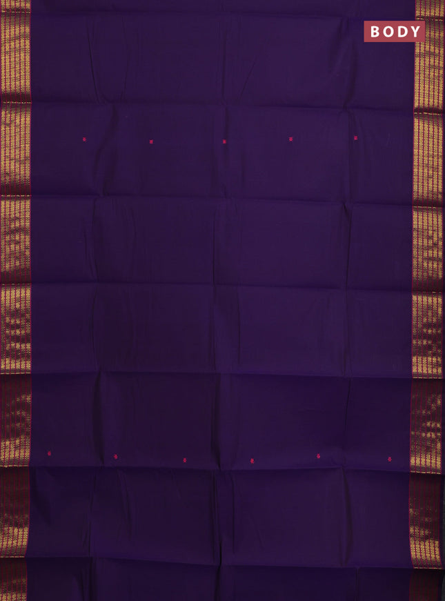 Chettinad cotton saree violet with thread woven buttas and zari woven border