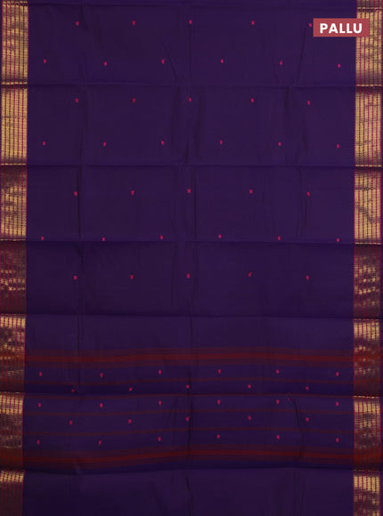 Chettinad cotton saree violet with thread woven buttas and zari woven border