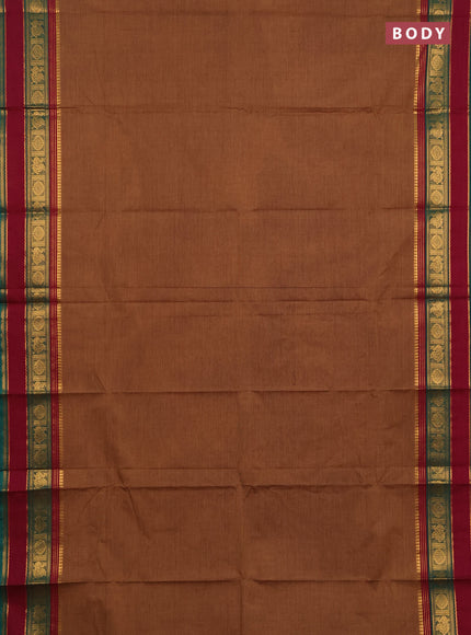 Chettinad cotton saree rust shade and wine shade with plain body and rettapet zari woven border