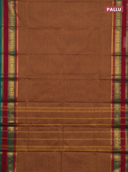 Chettinad cotton saree rust shade and wine shade with plain body and rettapet zari woven border