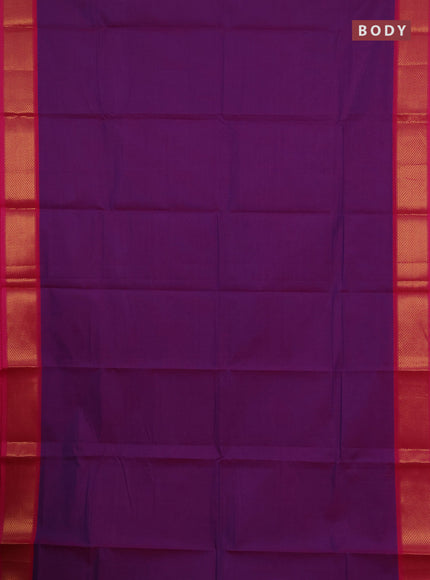 Chettinad cotton saree purple and pink with plain body and zari woven border
