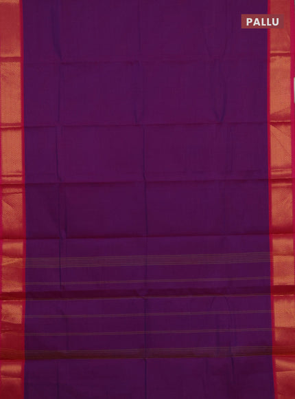 Chettinad cotton saree purple and pink with plain body and zari woven border