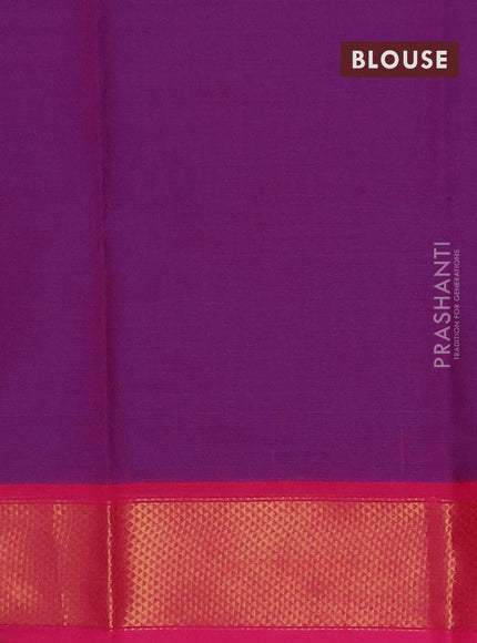 Chettinad cotton saree purple and pink with plain body and zari woven border