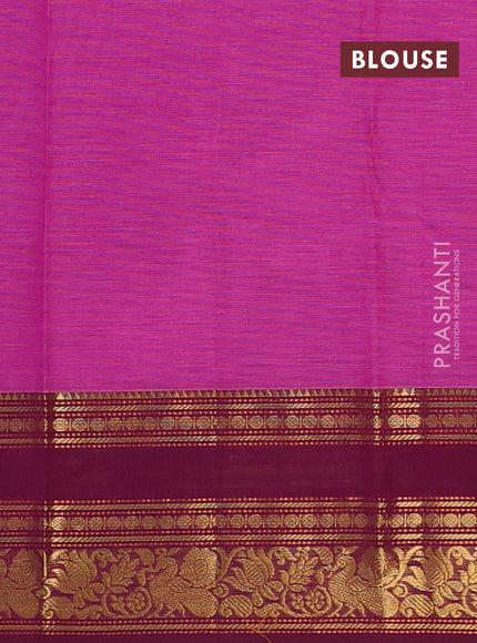 Chettinad cotton saree pink and wine shade with thread woven buttas and rettapet zari woven border