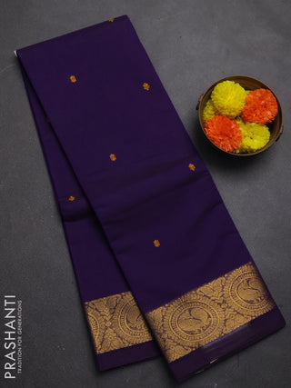 Chettinad cotton saree violet with thread woven buttas and zari woven border