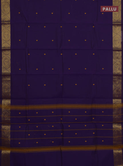 Chettinad cotton saree violet with thread woven buttas and zari woven border