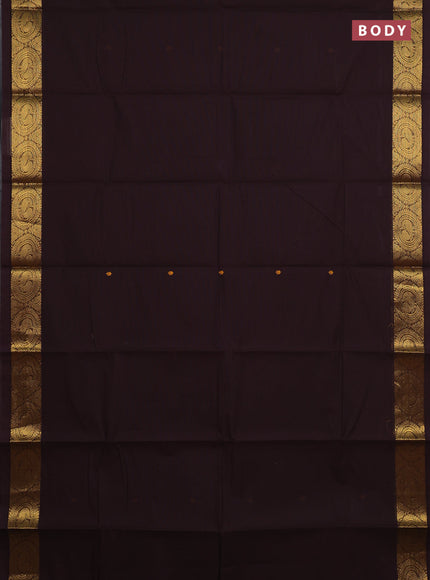 Chettinad cotton saree coffee brown with thread woven buttas and zari woven border
