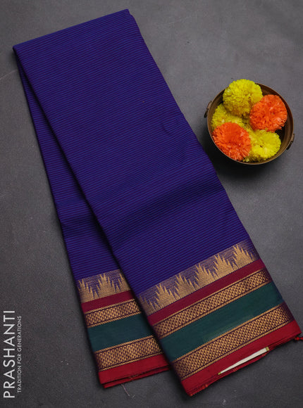 Chettinad cotton saree violet and maroon with allover thread weaves pattern and zari woven border
