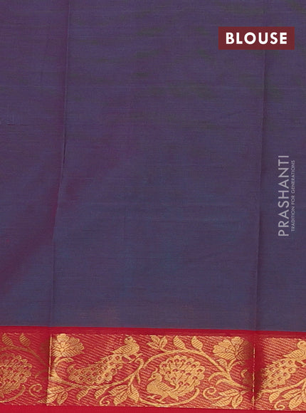 Chettinad cotton saree dual shade of bluish pink and red with thread woven buttas and zari woven border
