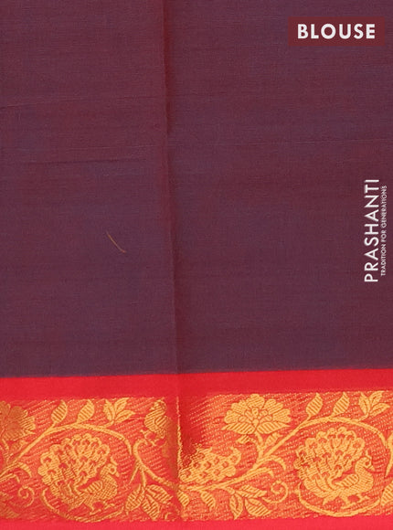 Chettinad cotton saree dual shade of maroon and red with thread woven buttas and zari woven border