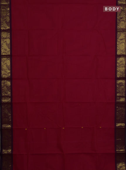 Chettinad cotton saree pink and deep purple with thread woven buttas and zari woven border