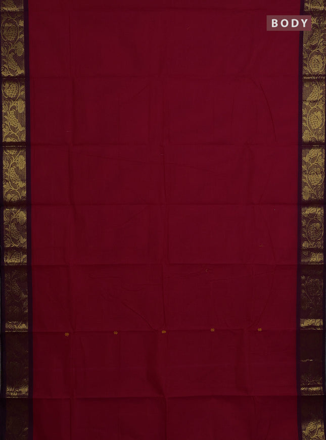 Chettinad cotton saree pink and deep purple with thread woven buttas and zari woven border