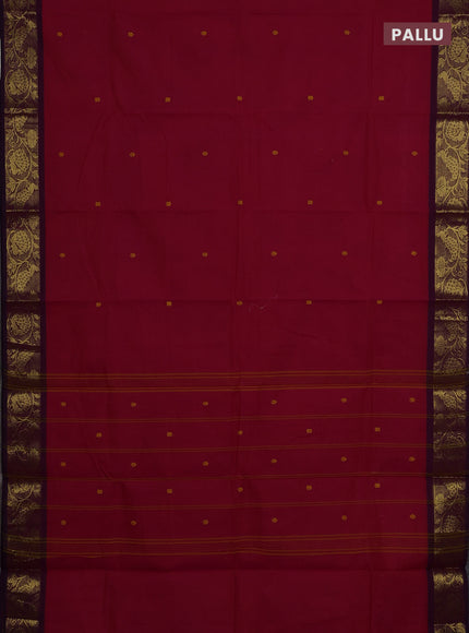 Chettinad cotton saree pink and deep purple with thread woven buttas and zari woven border