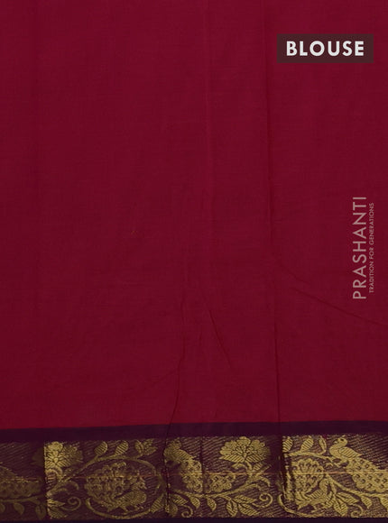 Chettinad cotton saree pink and deep purple with thread woven buttas and zari woven border