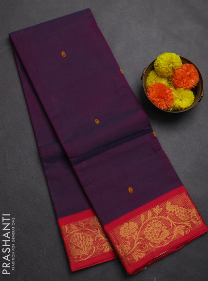 Chettinad cotton saree purple and pink with thread woven buttas and zari woven border