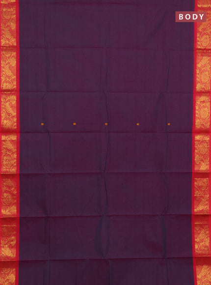 Chettinad cotton saree purple and pink with thread woven buttas and zari woven border