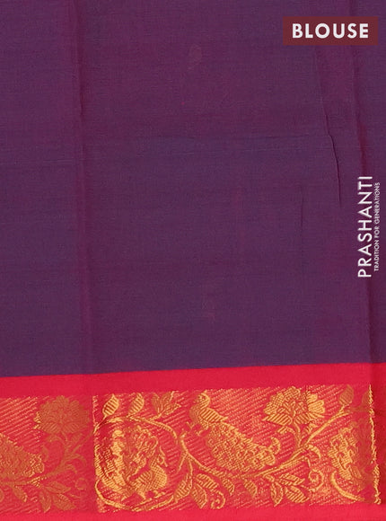 Chettinad cotton saree purple and pink with thread woven buttas and zari woven border