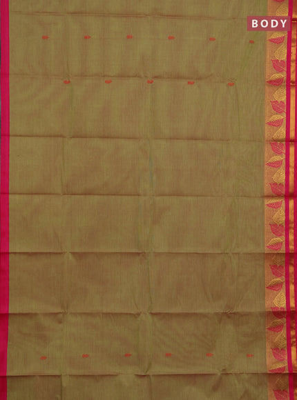 Chettinad cotton saree dual shade of greenish pink and pink with thread woven buttas and thread & zari woven border