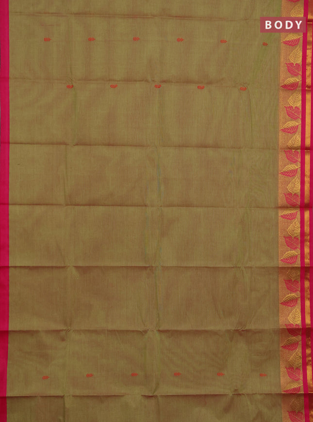Chettinad cotton saree dual shade of greenish pink and pink with thread woven buttas and thread & zari woven border