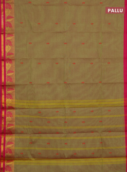 Chettinad cotton saree dual shade of greenish pink and pink with thread woven buttas and thread & zari woven border