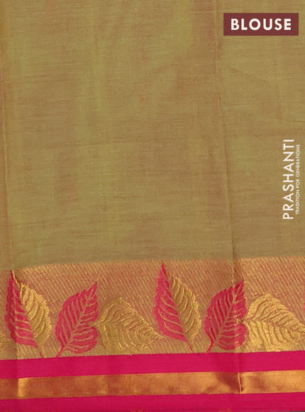 Chettinad cotton saree dual shade of greenish pink and pink with thread woven buttas and thread & zari woven border