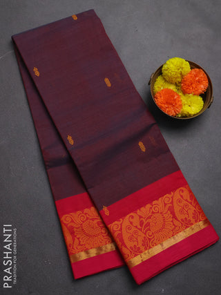 Chettinad cotton saree dual shade of bluish pink and pink with thread woven buttas and thread & zari woven border