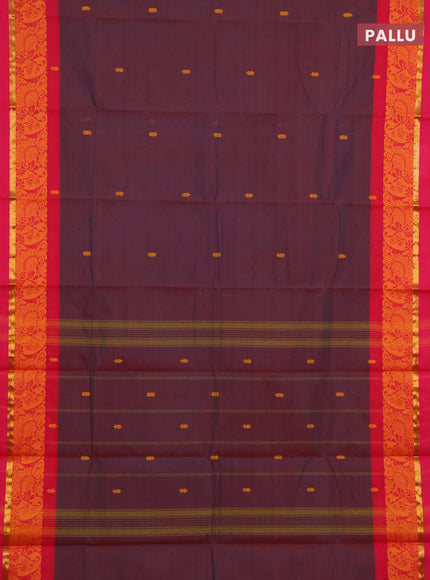 Chettinad cotton saree dual shade of bluish pink and pink with thread woven buttas and thread & zari woven border