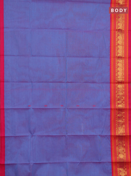 Chettinad cotton saree dual shade of bluish pink and pink with thread woven buttas and long thread & zari woven border
