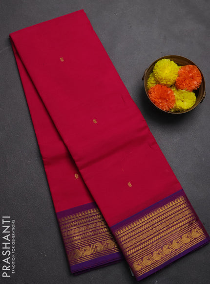Chettinad cotton saree pink and purple with zari woven buttas and zari woven border