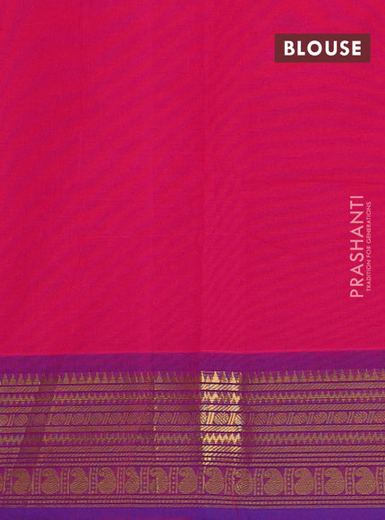 Chettinad cotton saree pink and purple with zari woven buttas and zari woven border