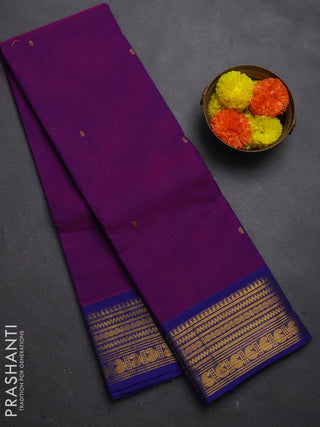 Chettinad cotton saree purple and blue with zari woven buttas and zari woven border
